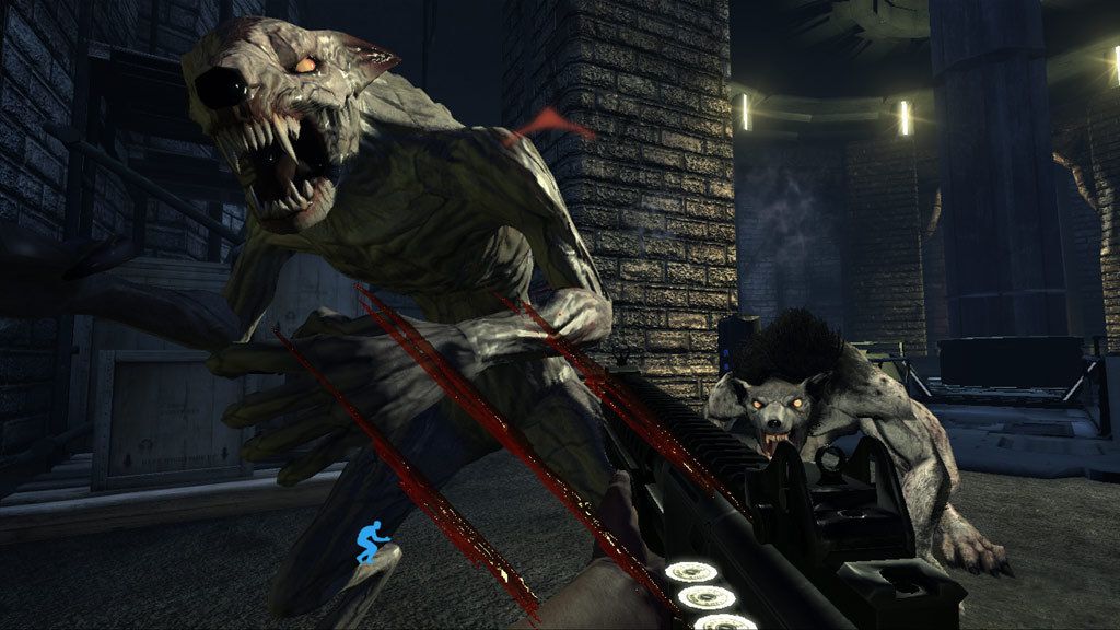 FPS gunplay: Charles Deckard wielding Pandora's Box power against a creature in New York City.